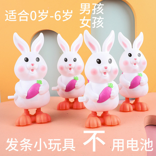 Wind-up toy jumping long-eared rabbit simulation animal infant toys cute educational baby learning crawling stall wholesale