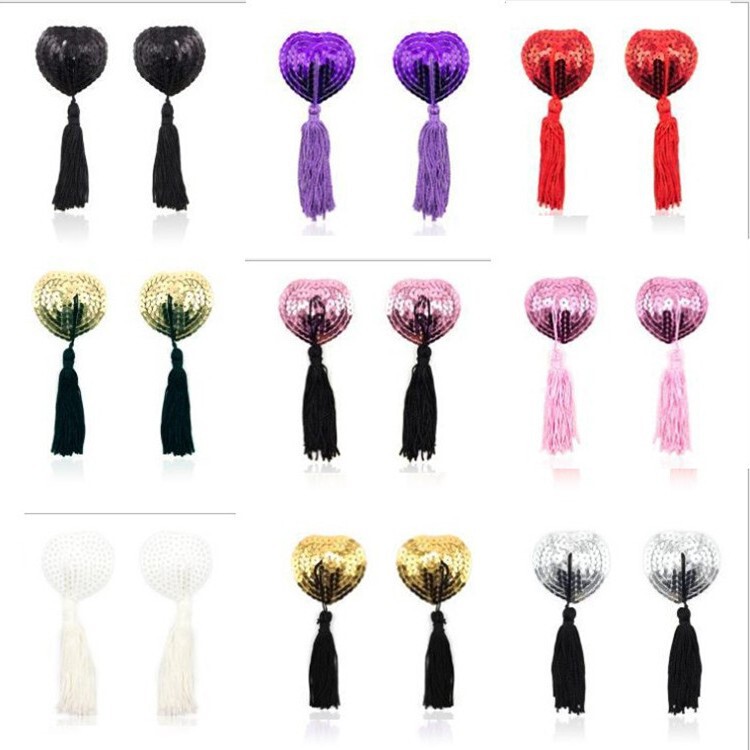 Cross-Border Hot-Selling Sexy Nipple Pasties European and American Sexy Tassel Heart-Shaped Sequin Nipple Pasties Nipple Pasties Blood Drops