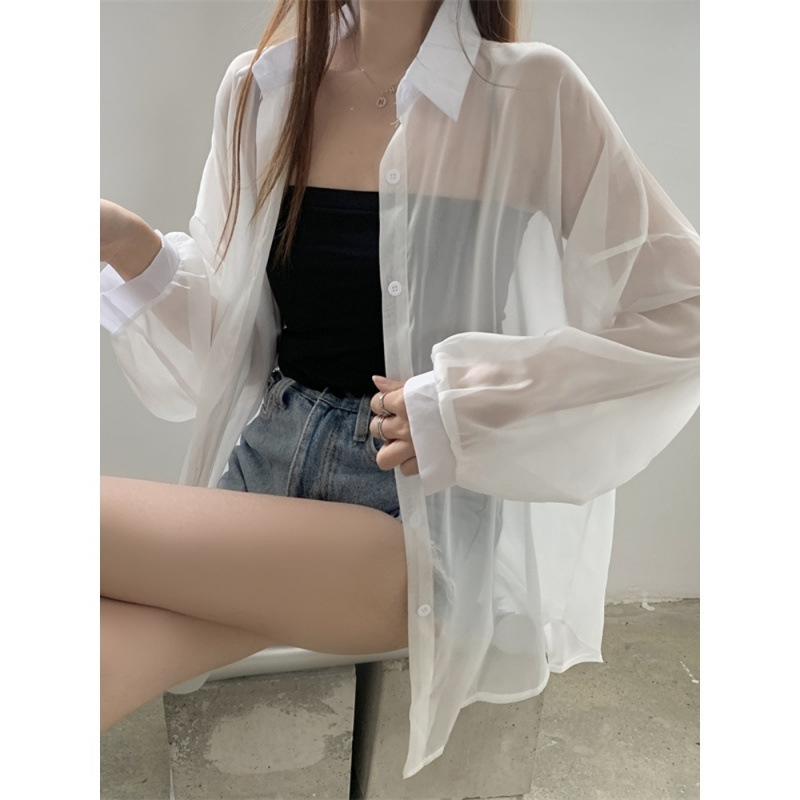 夏用シャツ、薄手カーディガン、ミドル丈シャツ、万能でおしゃれなアウターシャツ、ニッチなデザイン|undefined