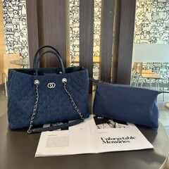 25新商品の小香風デニムの菱格チェーンバッグのショルダーバッグ