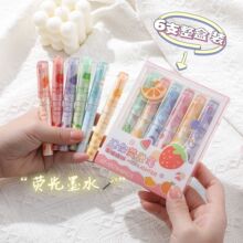 创意水果荧光笔迷你卡通口袋手账笔学生划重点彩色护眼荧光笔批发