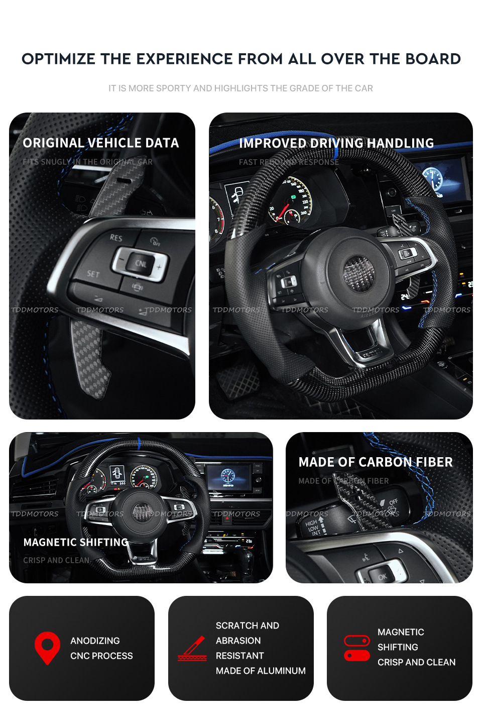 Glossy Carbon Fiber Magnetic Paddle Shifters for Volkswagen MK7 GTI