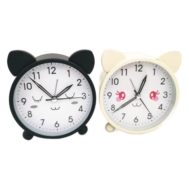 Медведь короткие уши часы мультфильм часы лицо детский будильник металлические настольные часы студенческие часы немой ночник