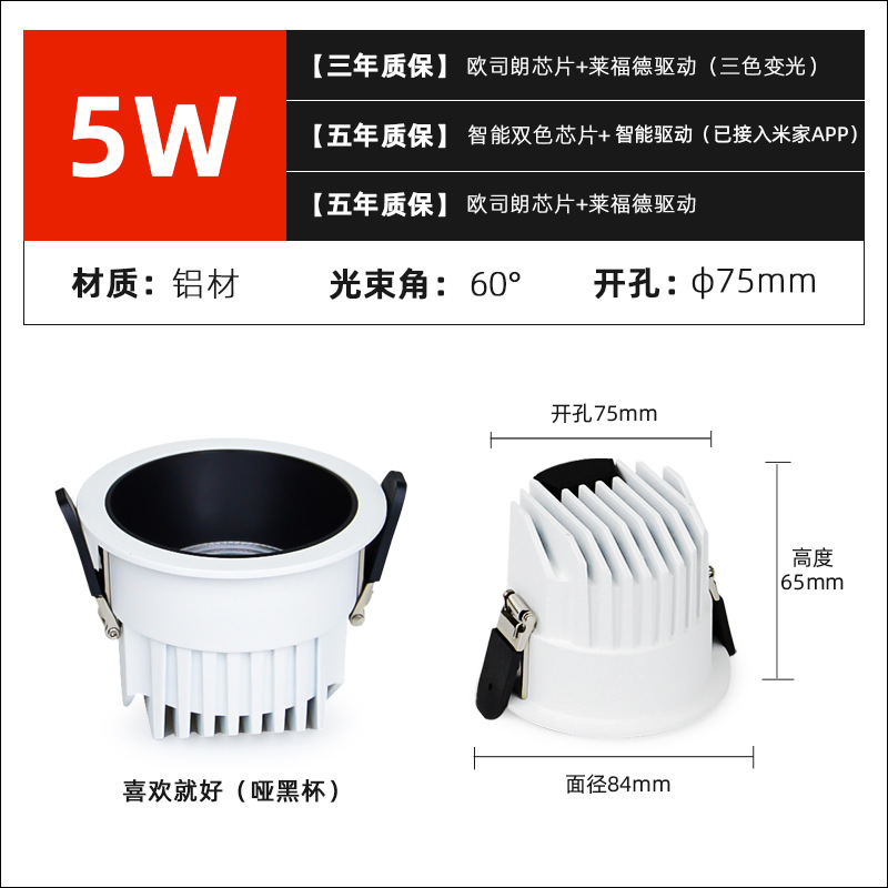 [thick model] 75 openings, 5 watts, matte black