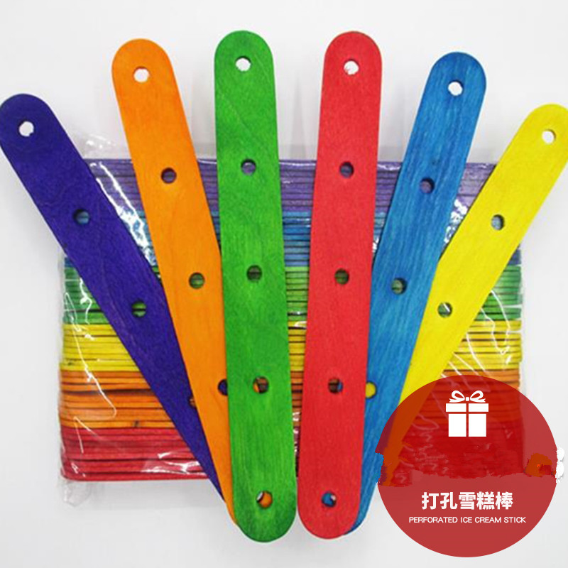 Ice Cream Stick DIY Handmade Material Building Model Popsicle Stick Colorfulful Small Wooden Stick Wooden Strip Round Wooden Stick