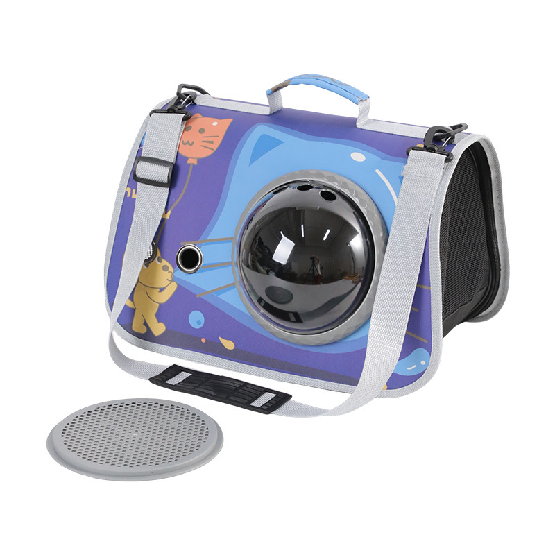 Mochila portátil para mascotas, bolsa plegable para gatos, bolsa de mensajero transpirable PU de gran tamaño, bolsa de espacio universal para perros y gatos