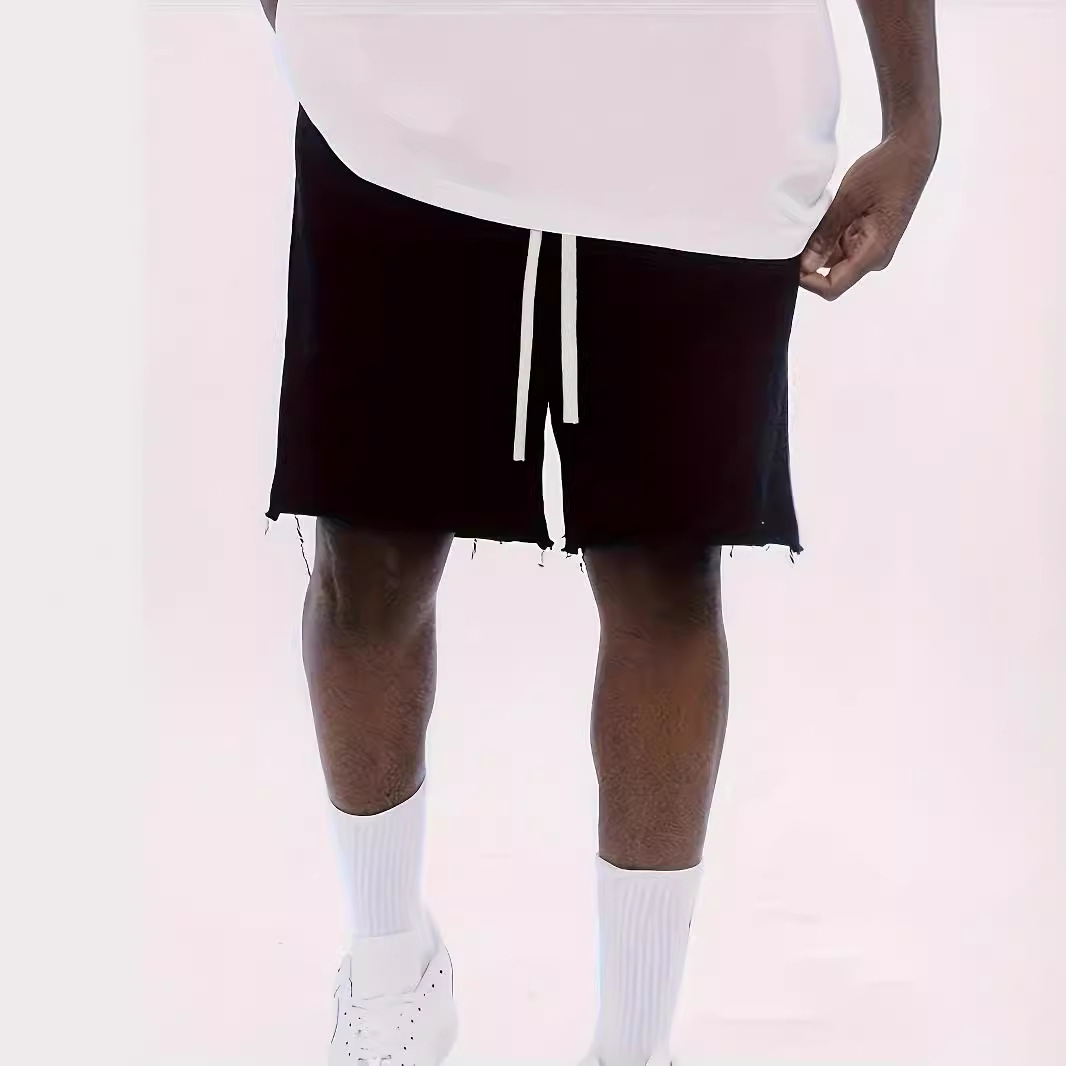 Cross-border plus size Men's Summer Fashion Brand Straight Casual Loose Sports Drawstring Solid Color Five Shorts for 2024