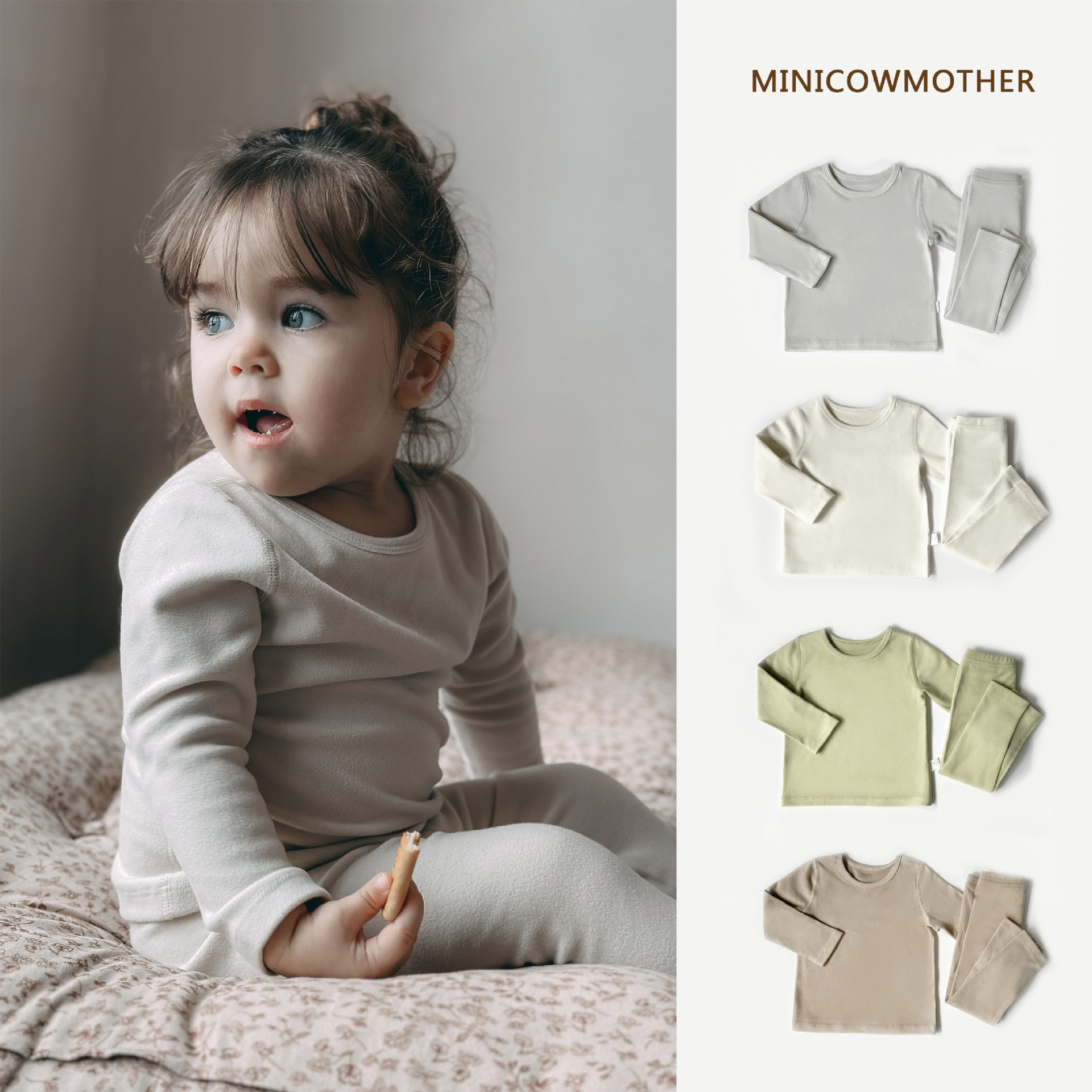 Traje de terciopelo deshuesado de doble cara para niños pijamas de bebé cálido primavera y otoño engrosado pijamas de hombres y mujeres camisa de fondo ropa interior