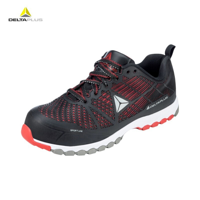 Delta 301301 zapatos de seguridad anti-golpe anti-perforación resistente a 300 °C calentamiento anti-deslizante zapatos de protección contra el trabajo negro y rojo 1 par