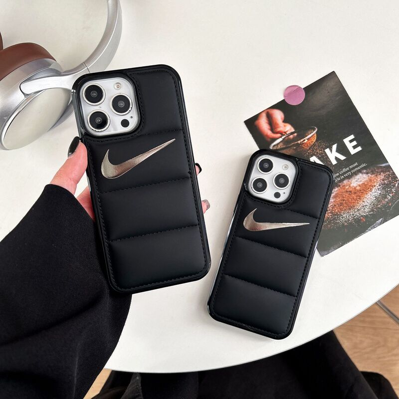 Hot Silver Filled Cotton down Jacket Apple 16Promax Mobile Phone Case Anti-Fall Protective Cover Iphone13 Couple 14Pro