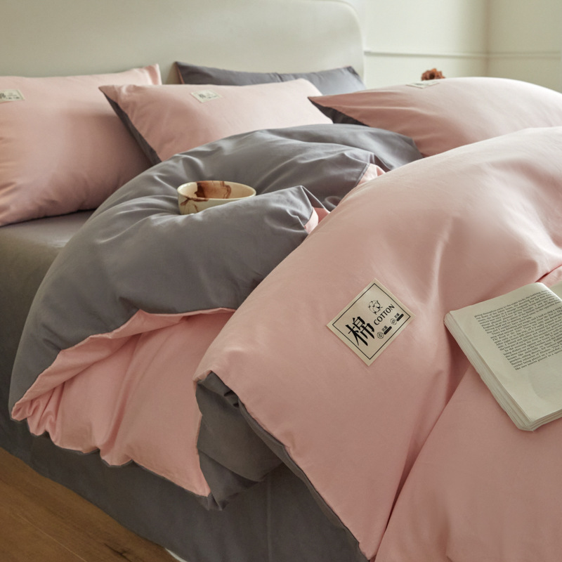 Color sólido simple cama de cuatro piezas de algodón puro algodón grado madre y bebé puede dormir desnudo sábanas de cama Kits al por mayor