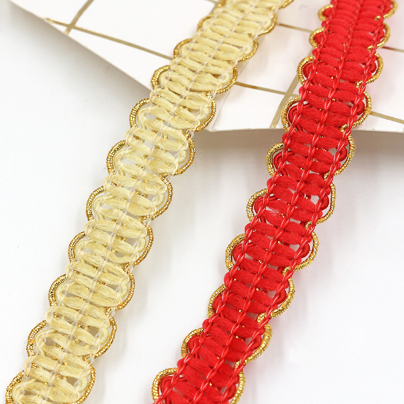 Nuevo 1,5 cm oro seda bilateral S en forma de onda accesorios de encaje ropa cortina decoración textil hogar Accesorios