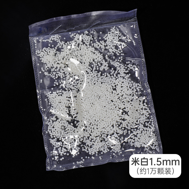 Manicuría semicircular con base plana de perlas decoraciones de arroz blanco puro blanco brillante no se desprende de la piel joyas de manicuría 11 mil paquetes al por mayor