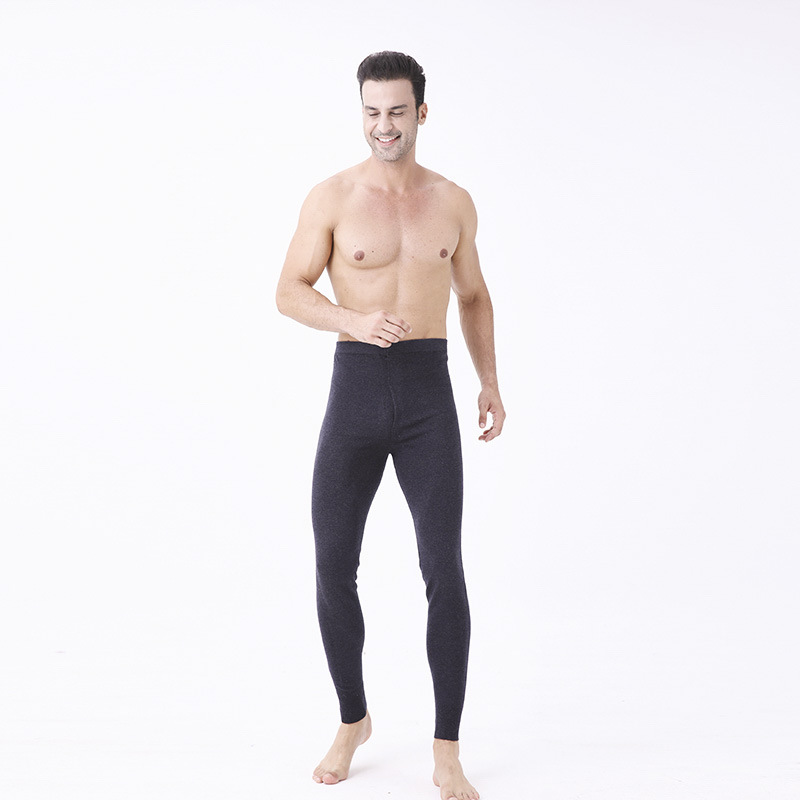 Quần len nam mùa thu đông dày ấm, lưng cao, chất cashmere legging — Màu xám đậm của nam giới