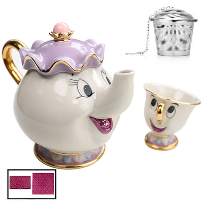 Belleza de la bestia de té de cerámica dorada taza de tetera de té Lady Archie taza de tetera de té set de reloj de oro Grosswar image 8