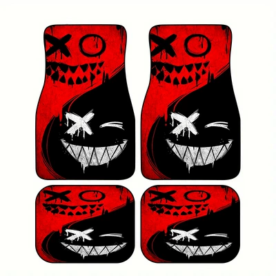 Retro Smiley printli dörd hissəli sürüşməyən universal avtomobil döşəməsi