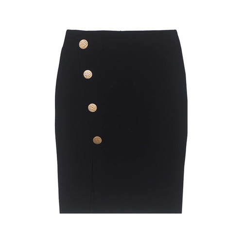 Hip-covering skirt summer  new women's high-waisted A-line skirt with slit spring and autumn black hip-covering skirt