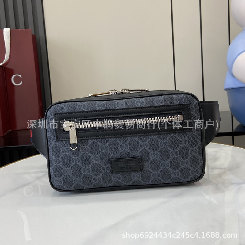 Classic Foreign Trade Style European and American Men's Waist Bag, Gucci Multifunctional Men's Chest Bag, Phone Bag, Genuine Leather, Hot-Selling Classic Foreign Trade Style European and American Men's Waist Bag, Gucci Multifunctional Men's Chest Bag, Phone Bag, Genuine Leather, Hot-Selling