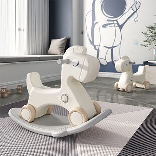 Rocking Horse Wooden Horse Children's Baby Rocking Horse Two-In-One One-Year-Old Gift Toy Baby Dual-Purpose Anti-Fall Scooter