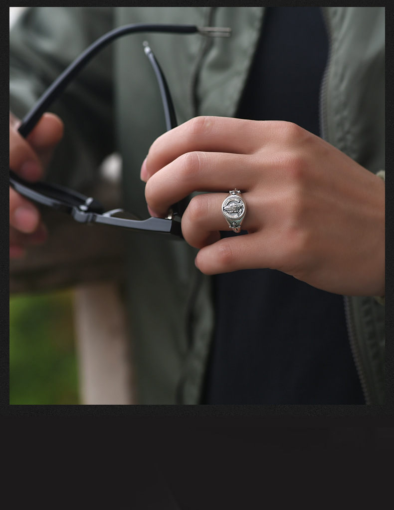 S925 Silver Men's Ring - Adjustable Opening