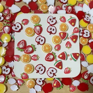 Cute cartoon simulation miniature resin fruit strawberry apple orange hair clip nail nail earrings hand diy filling
