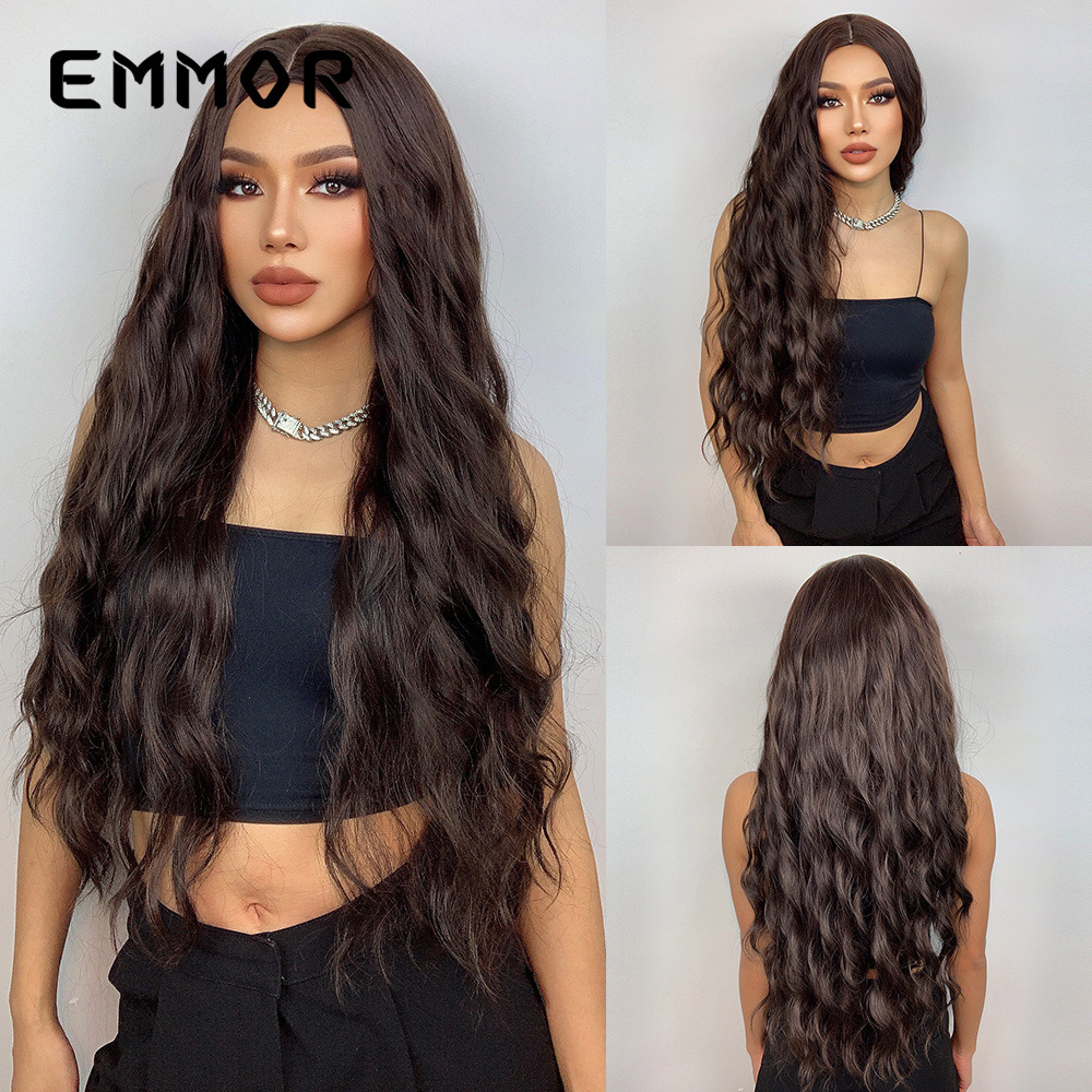 Peluca de onda grande transfronteriza de estilo europeo y americano, cabello largo y rizado, cubierta integral, wigs de moda esponjosa natural