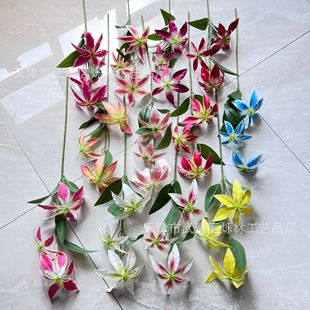 Simulation flower single 3-head 3D printing tape flame lily wedding auditorium layout foreign trade manufacturers wholesale
