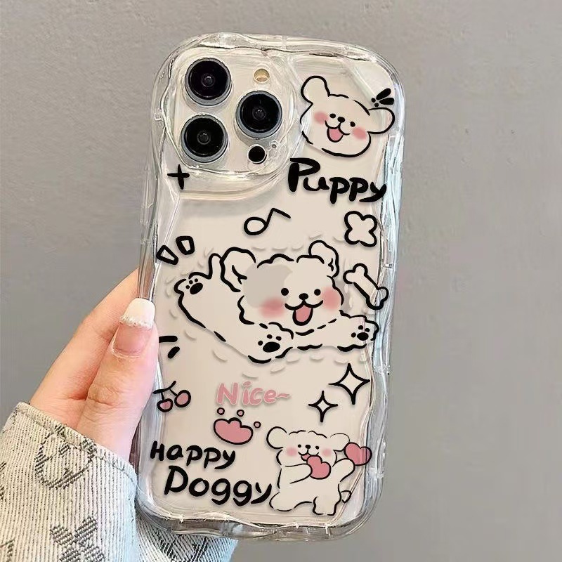 Funda para Teléfono con Diseño de Cachorro Adorable Compatible con Apple 17/13pro, iPhone14/16, Diseño Crema para Mujer, 15pro Anti-caídas