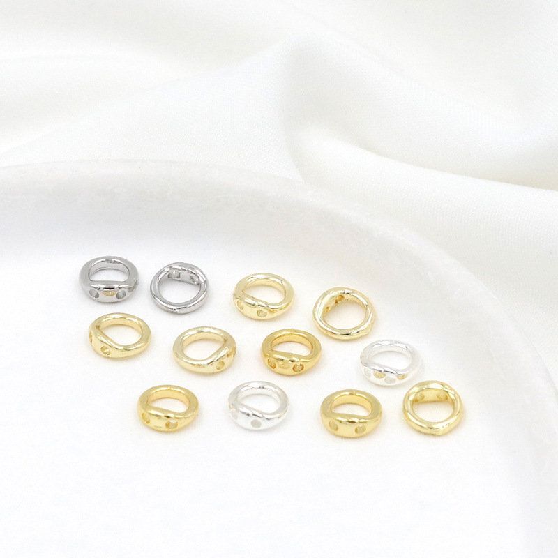 18K gold wrap threading closed ring connection ring finishing double hole pig nose ring gold plated handmade diy necklace accessories B06 18K gold wrap threading closed ring connection ring finishing double hole pig nose ring gold plated handmade diy necklace accessories B06
