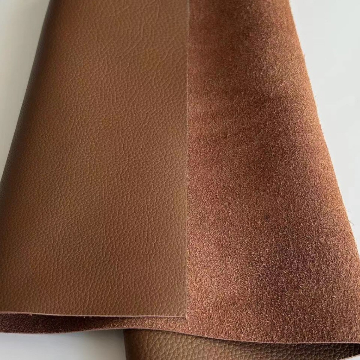 沙发真皮真牛皮料软包垫子床头浅棕色座椅翻新摔纹皮革面料.