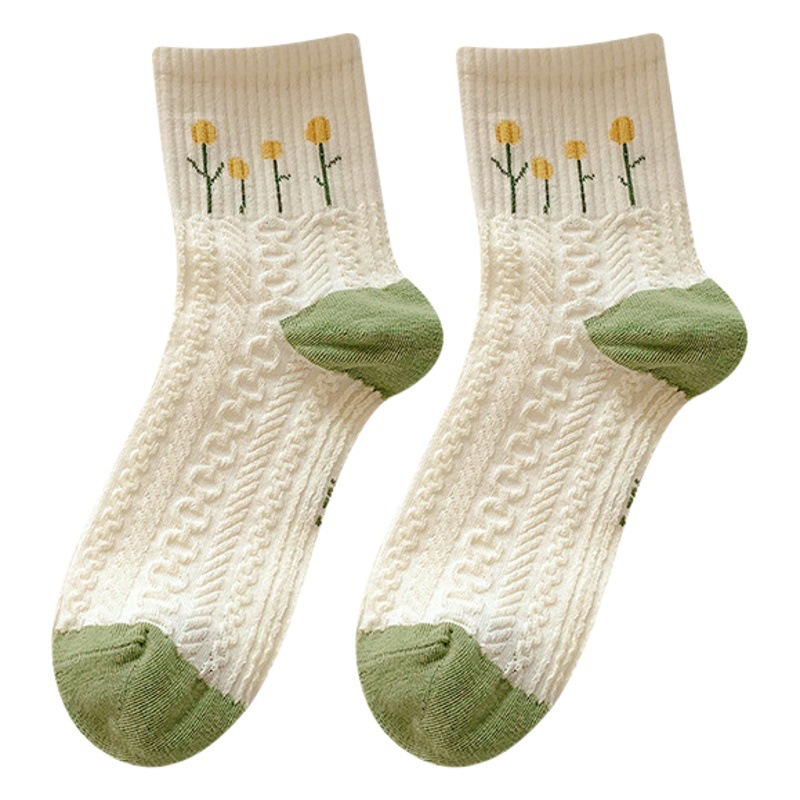 Nuevos/hombres y mujeres opcionales Otoño e Invierno hombres y mujeres medias altas medias blancas calcetines invisibles calcetines florales lindos