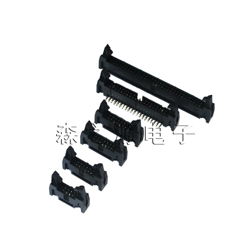 DC2牛角座 卡扣卡钩2.54mm DC2-8/10/12/14/16/20/40-64P 弯针