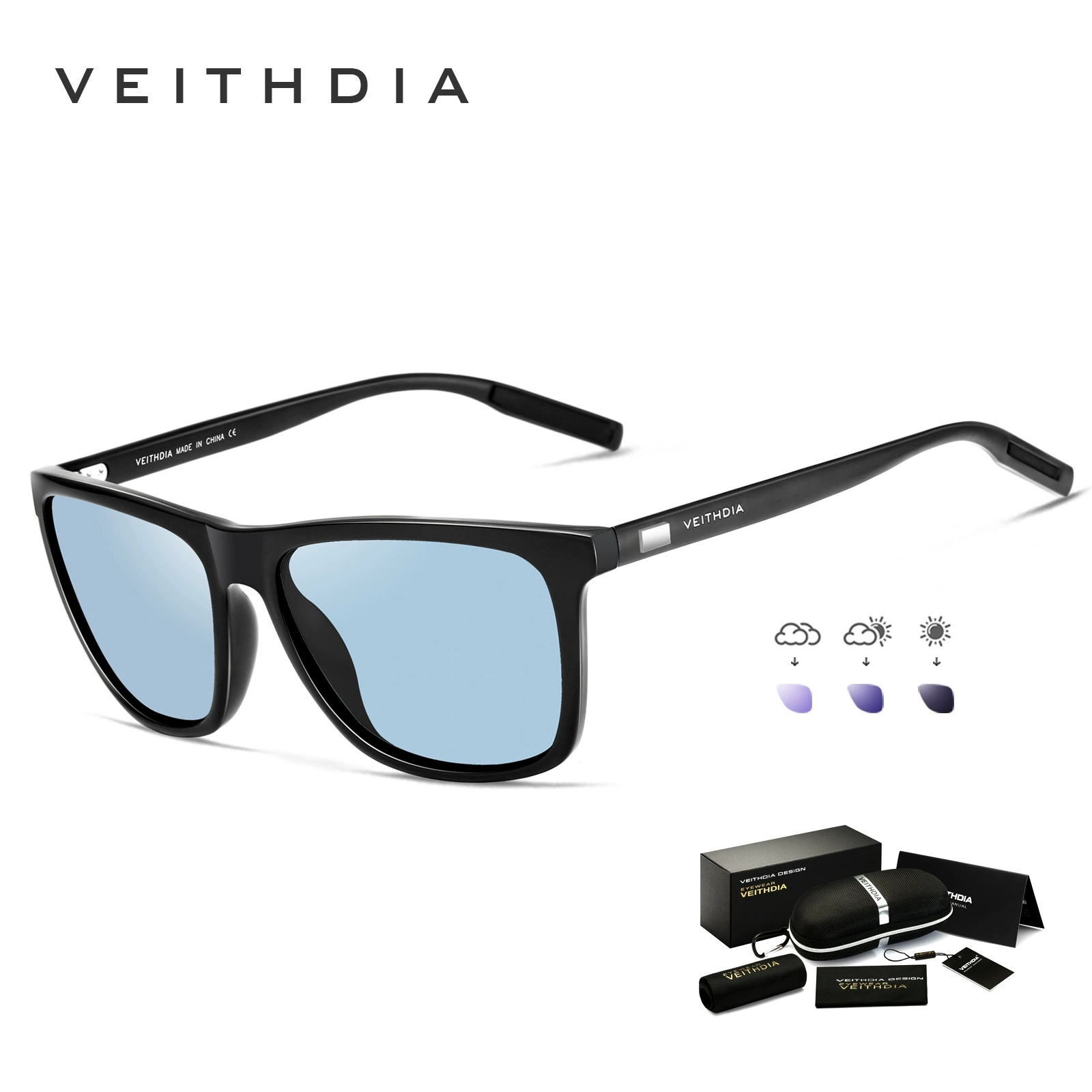 Sunglasses (VEITHDIA) Square Frame, Unisex, UV Protection, Multiple Frame & Lens Options