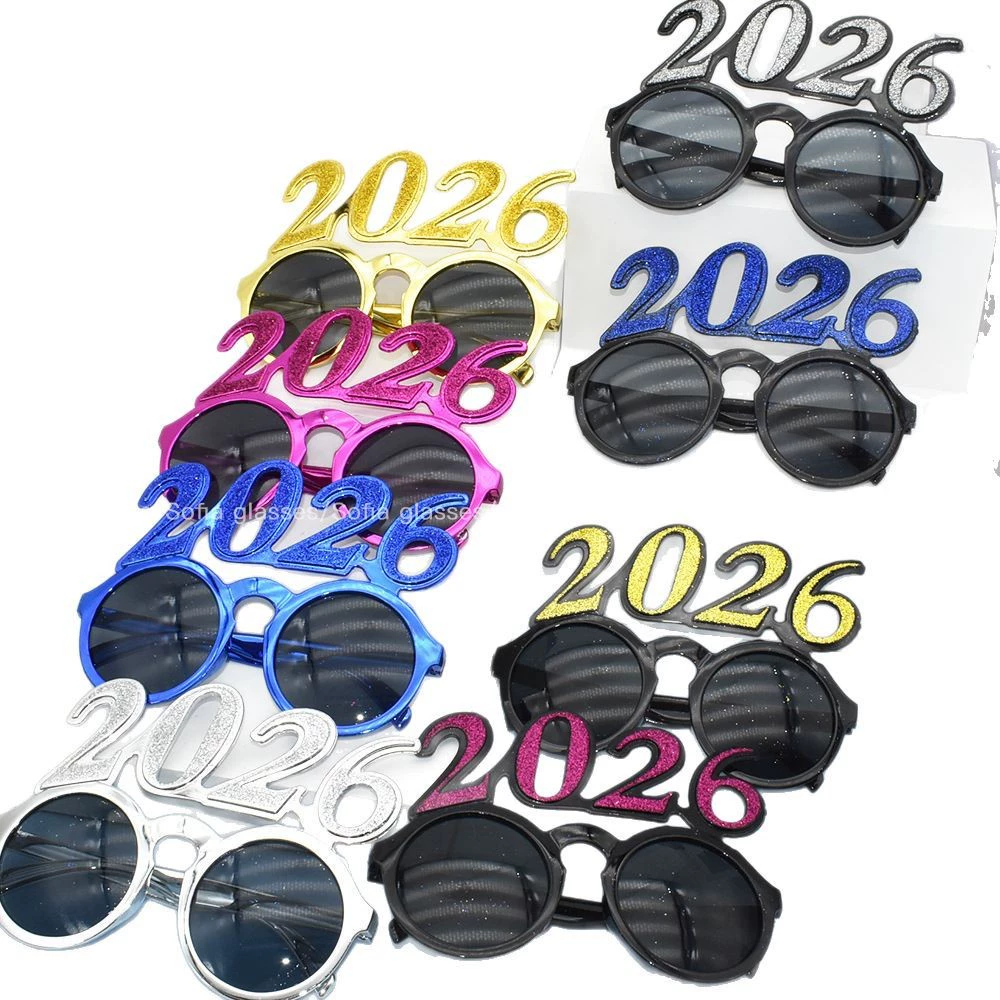 [2026数字眼镜圆镜片装饰眼镜派对新年圣诞聚会节庆道具眼镜]