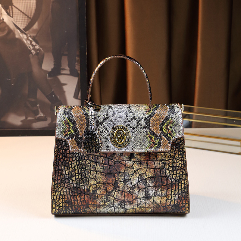 Light luxury texture handbag for women 2024 new model, atmospheric and versatile snake patterned women's bag, large_voghion.com