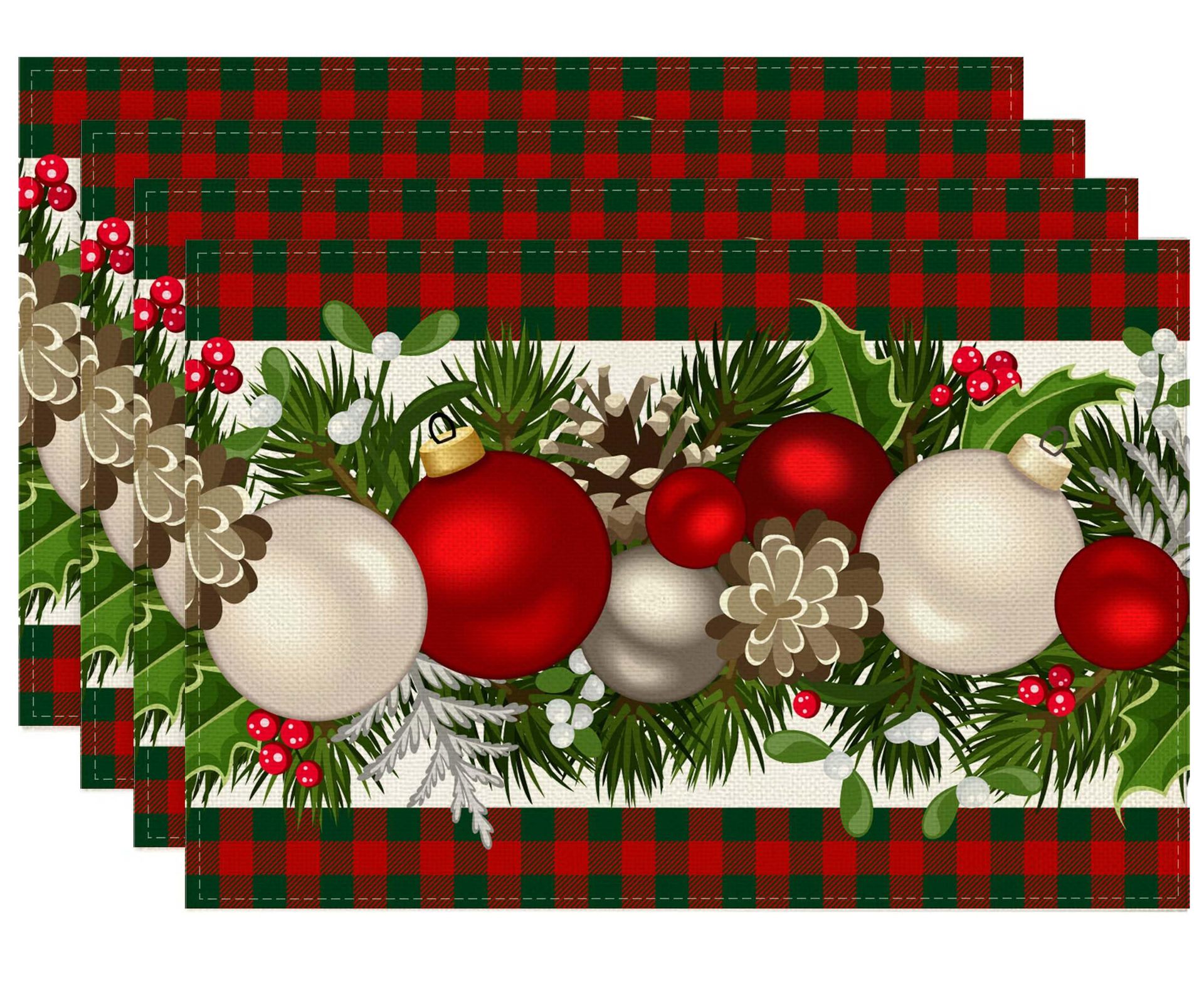 Mantel individual DE LINO DE NAVIDAD corredor de mesa campana a cuadros impreso Toalla de mesa estera lavada antideslizante aislamiento térmico decoración de vacaciones