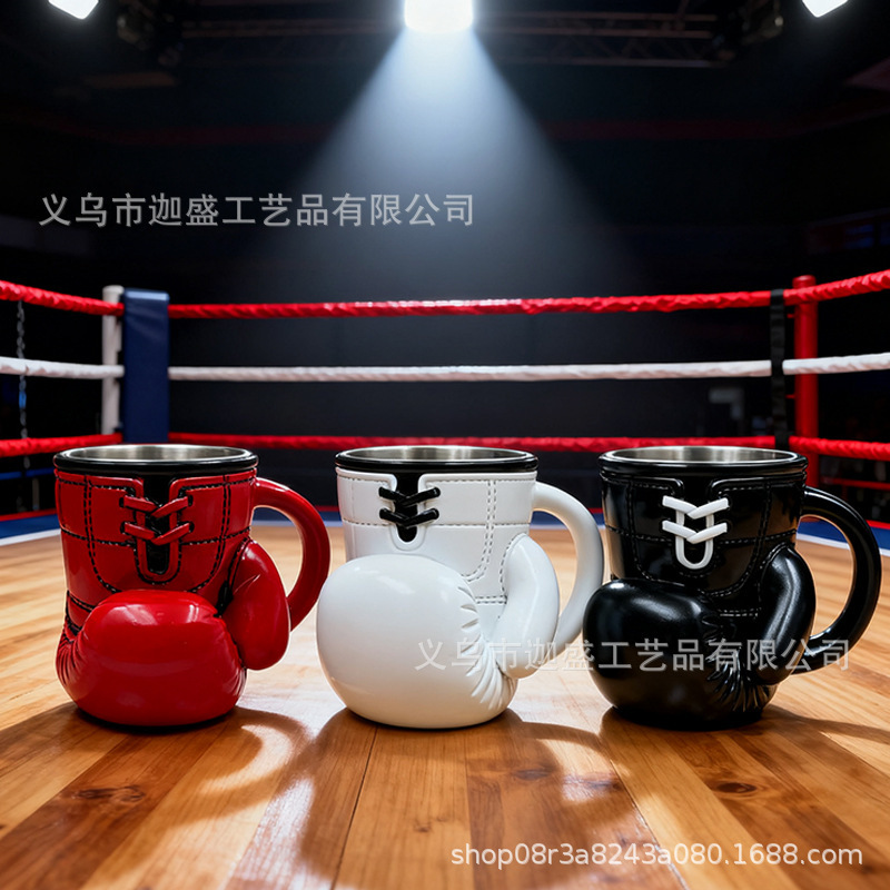 Cross-Border Popular Boxing Gloves Cup Boxing Enthusiasts Crafts Personalized Stainless Steel Mug Resin Ornaments