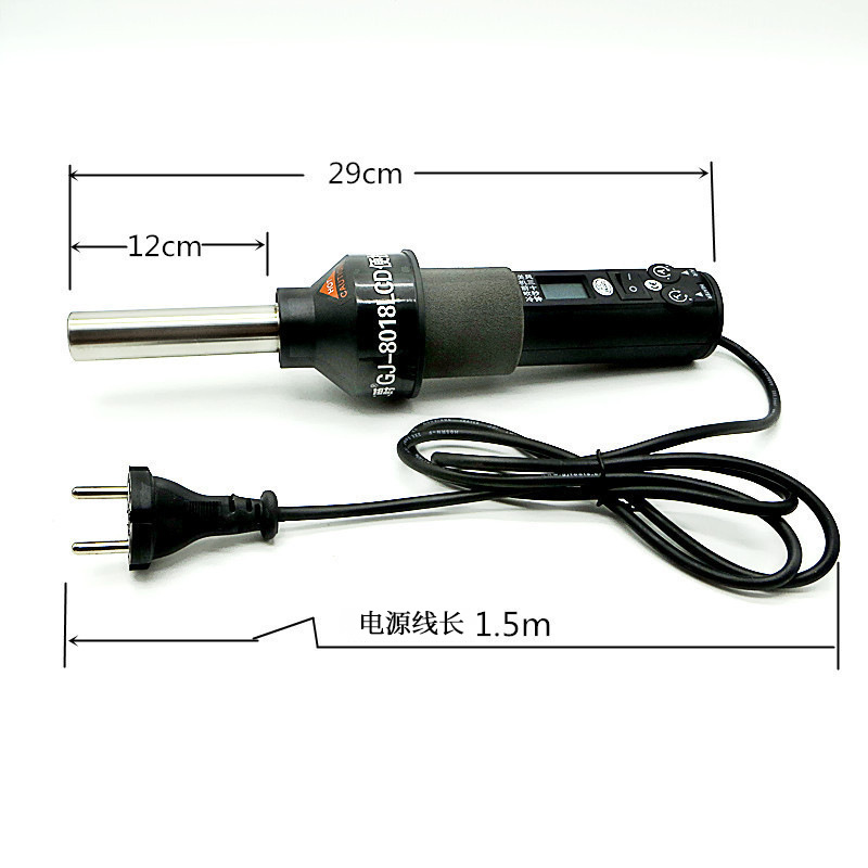 Gongjue pistola de aire caliente GJ8018lcd control de temperatura portátil pistola de aire caliente 110v220v control de temperatura pantalla digital pistola de aire conjunto de 9 piezas