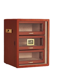 Wooden cigar storage box wooden transparent cigar storage box three-layer wooden cigar box cigar moisturizing box