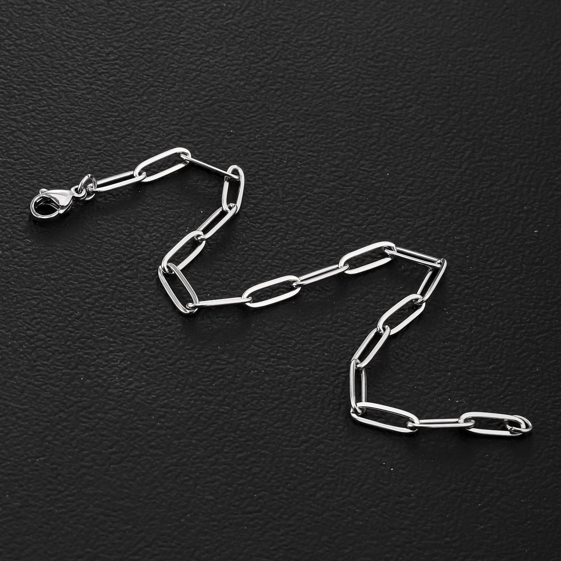 Stainless Steel Flat Wire Long Cross Bracelet Cross-Border Fashion Simple Trendyy Men's Jewelry Non-Fading Titanium Steel Bracelet