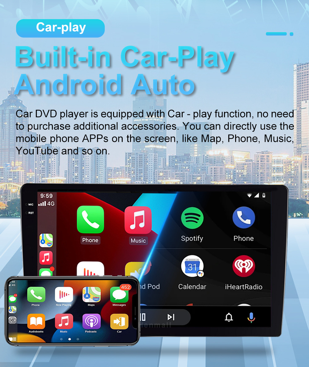 Qualcomm Modified Car Audio Dsd Audio Decoding Full Metal Frame 7-Inch 9inch 10inch Versatile Car Central Control