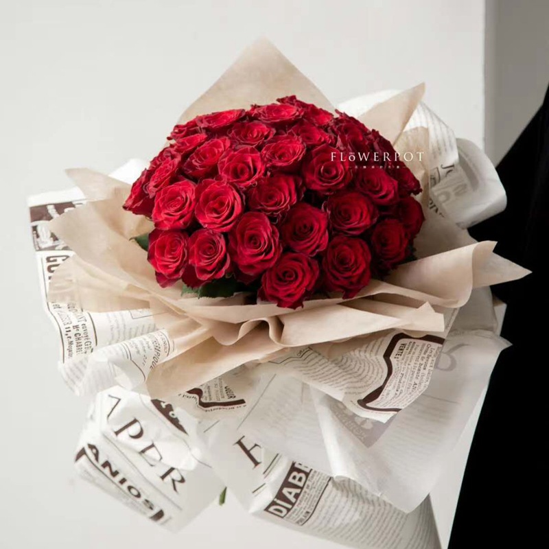 英文报牛皮纸鲜花包装材料防水包花纸报纸手账花店花艺花材资材