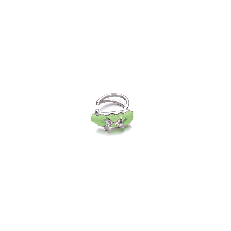 Japón y Corea del Sur dopamina color esmalte frío nicho de diseño original amor incrustado zircon diseño sin agujeros de orejas clip de hueso de orejas