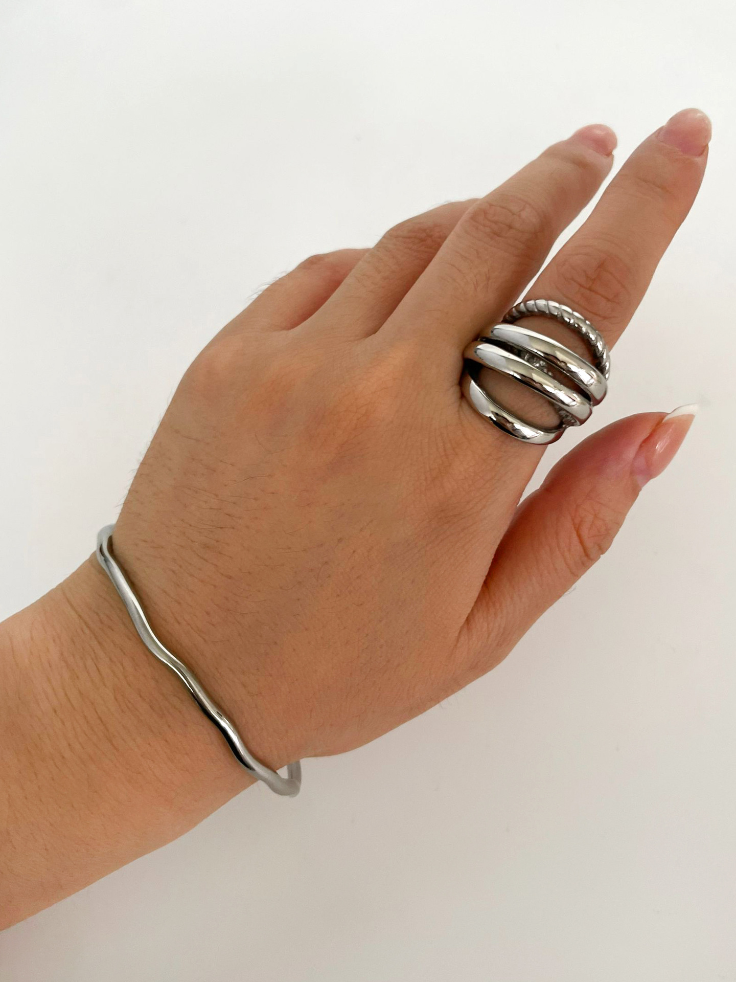 304 Stainless Steel Material PVD Coated Real Gold Plated Geometric 304 Stainless Steel Vintage Style Classic Style Waterproof Non Tarnish Surgical Steel Rings