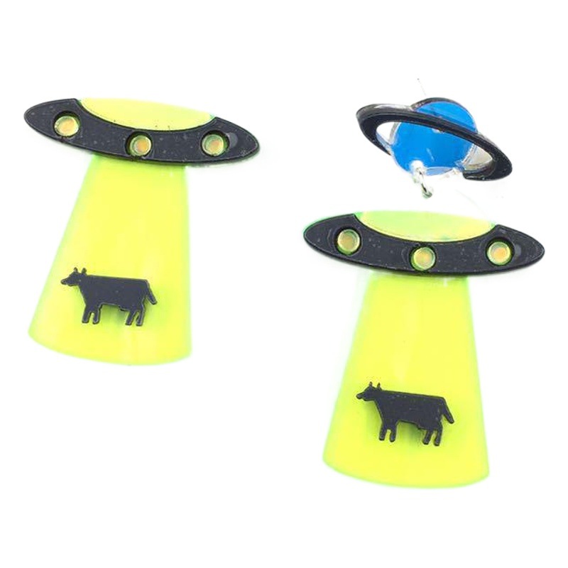 Europa y América exagerada insecto brillo UFO ET nave espacial alienígena pendientes de acrílico