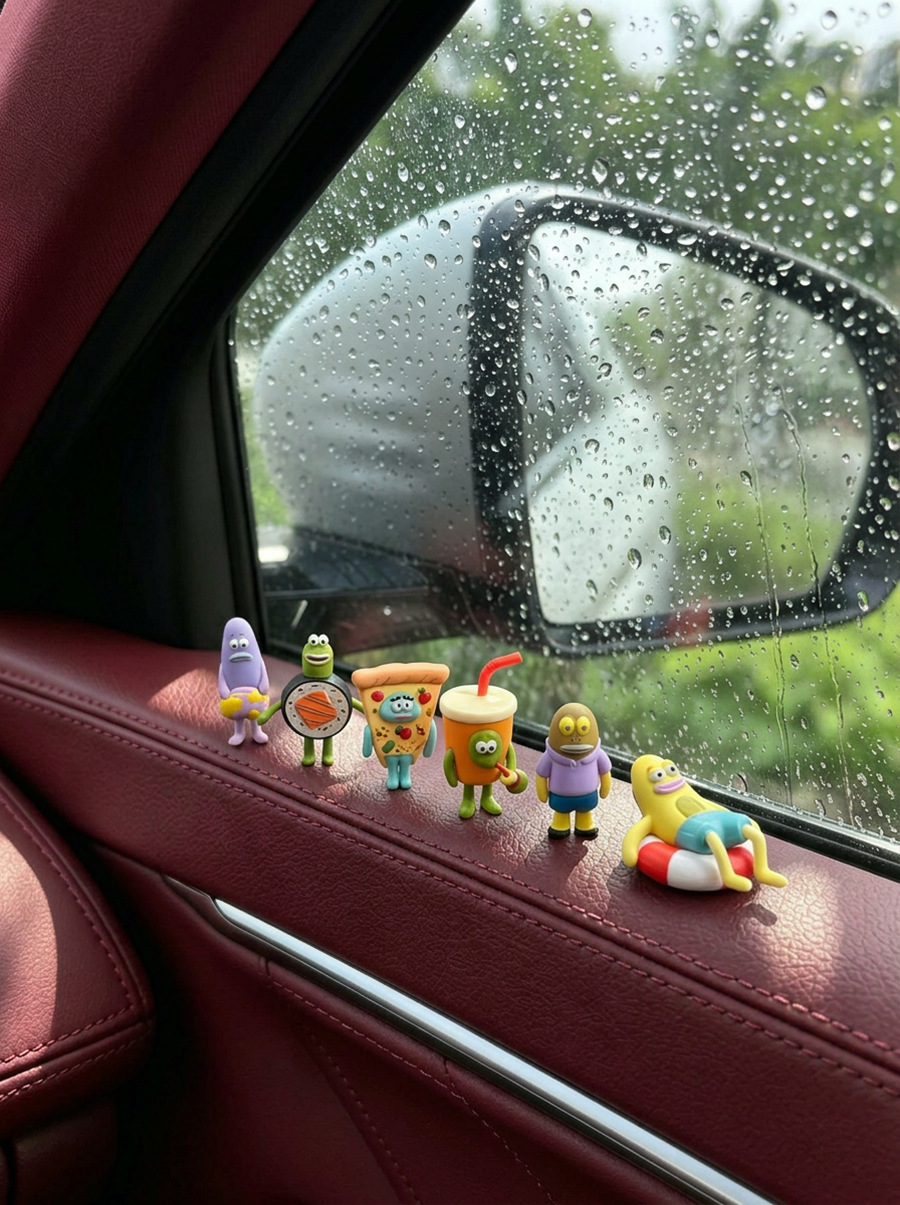 Bikini Bottom residents' car dashboard screen figurines, creative car interior decorations, ugly fish