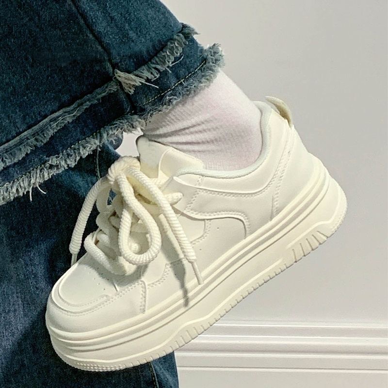Leche fu estudiantes zapatos blancos de primavera y otoño zapatos de nicho original zapatos de mujer casuales zapatos de suela gruesa
