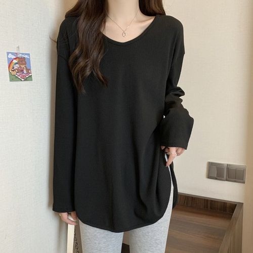 Women's Long-Sleeve T-Shirt Top for Spring and Autumn/Winter 2025, Loose and Slimming, Plus Size, Layering Shirt