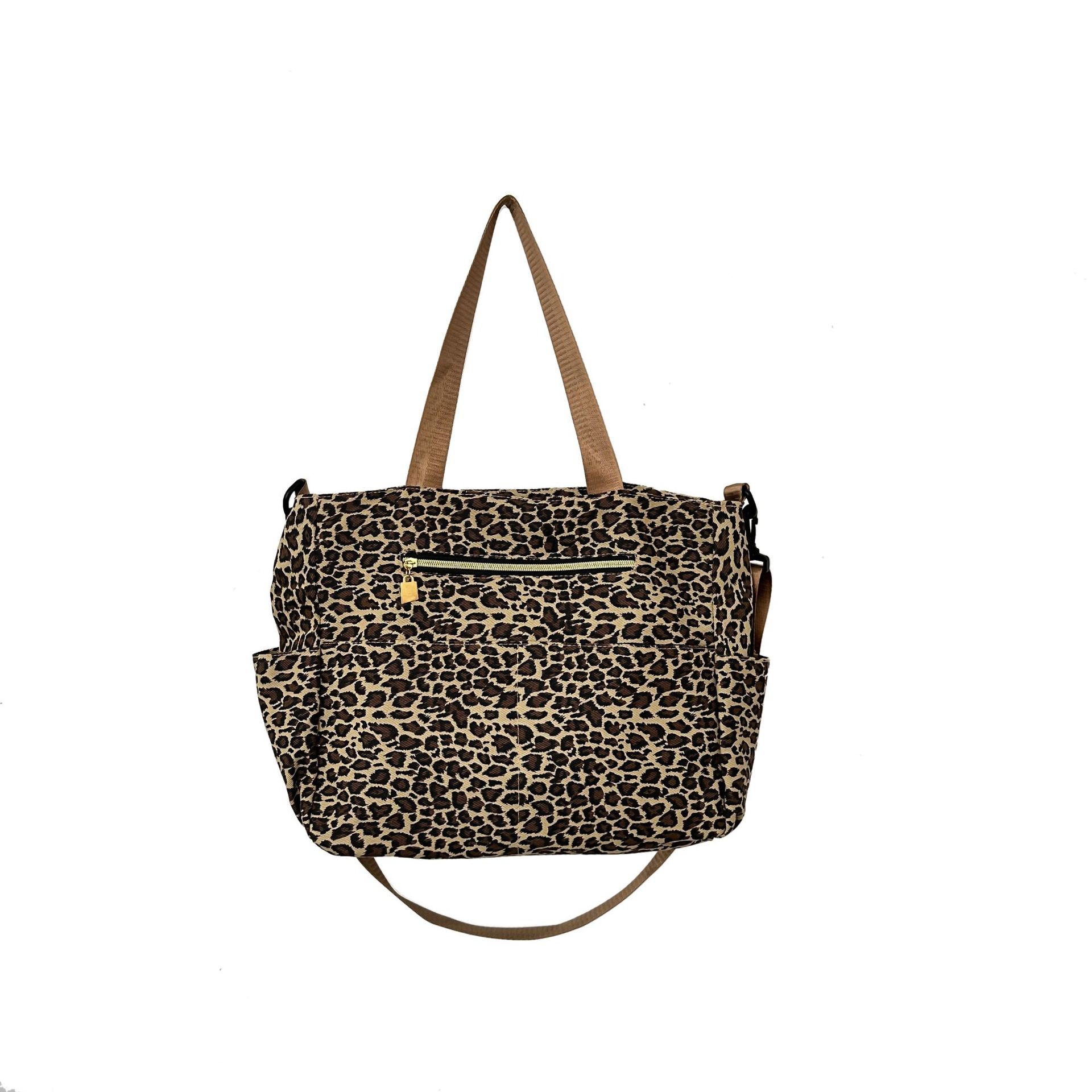 Mochila retro de leopardo estilo coreano insfeng, gran capacidad y versátil, perezosa