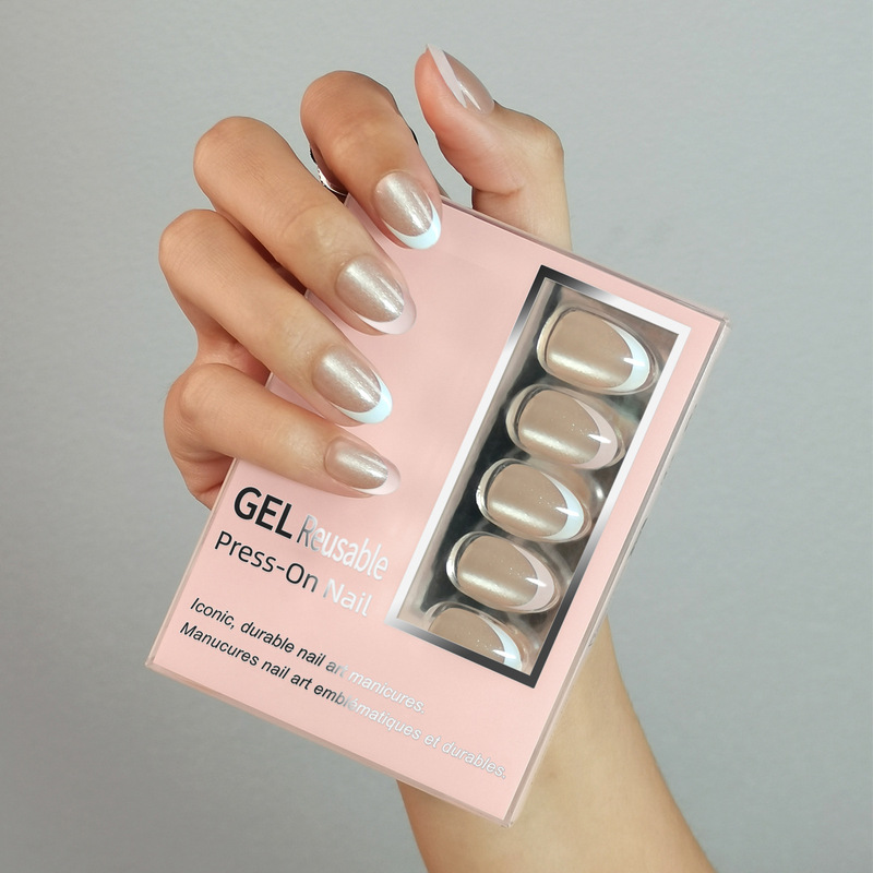 32 Pieces Flash Cat's Eye Net French New Nail Polish Glue Nail Shop Nail Wear Nail Fake Nail Patch Nail Pieces